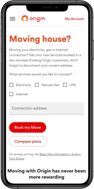 Origin move sign-up form, new design (variant B)